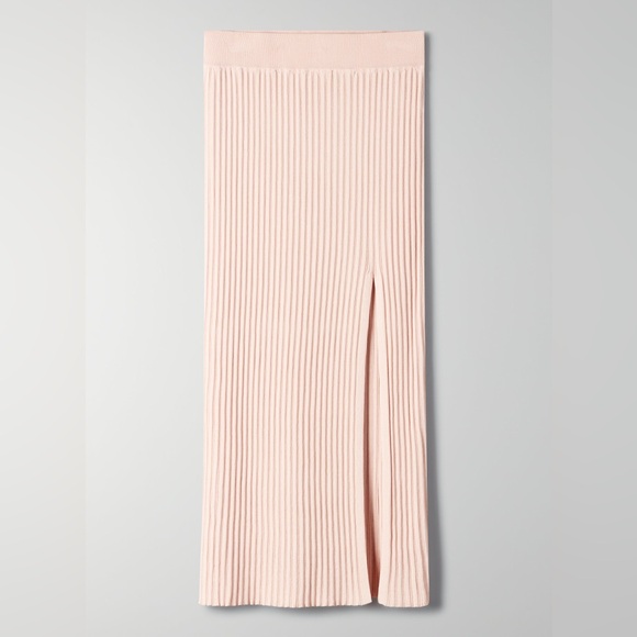 Aritzia Wilfred Knit Slit Midi Skirt Light Pink XS - Picture 2 of 11